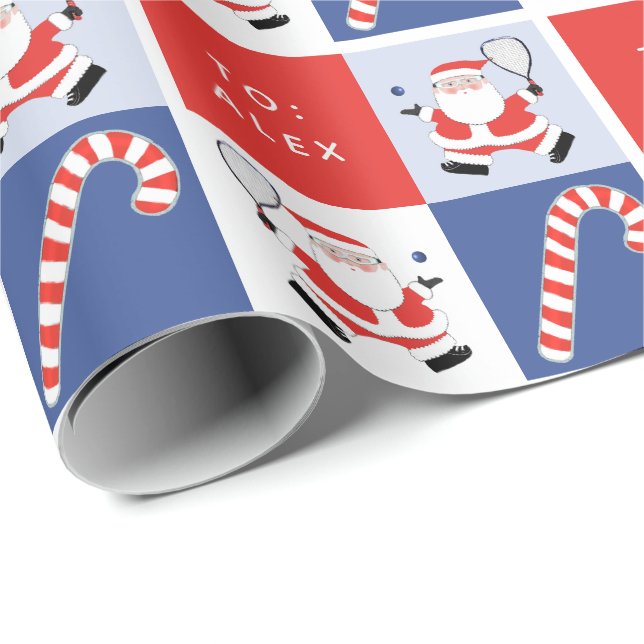 Papel De Regalo Deportes de Raquetbol Navidad (Esquina del rollo)