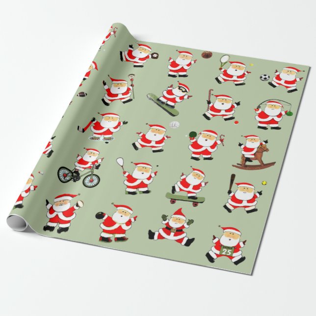 Papel De Regalo Deportes Fitness Navidad (Desenrollado)