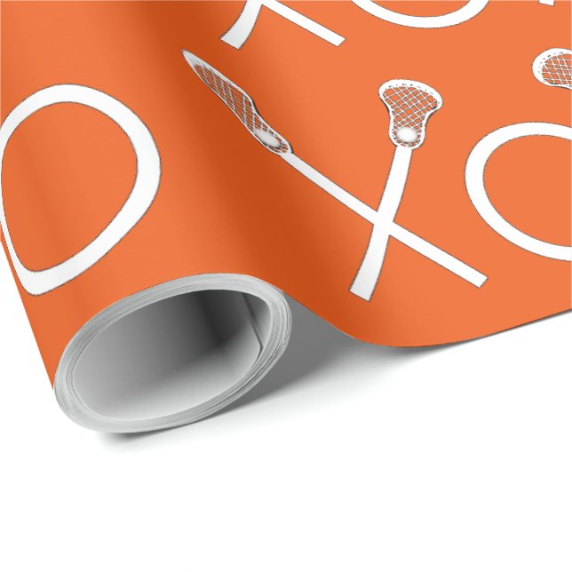 Papel De Regalo Deportes Lacrosse Naranja (Esquina del rollo)