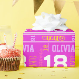 Papel De Regalo Deportes nombre personalizado chicas de edad 18º c