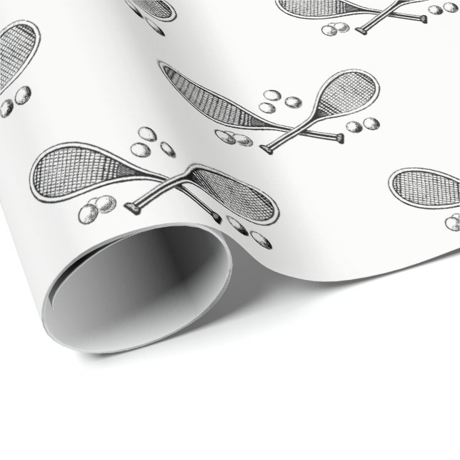 Papel De Regalo Deportes Vintage Tenis Racquet (Esquina del rollo)