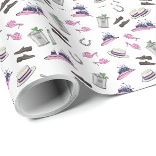 Papel De Regalo Derby Fiesta Attire Mint Julep Horseshoe