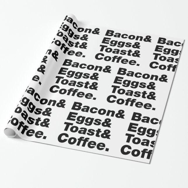 Papel De Regalo Desayuno (Bacon, Huevos, Tostadas y Café). (Desenrollado)