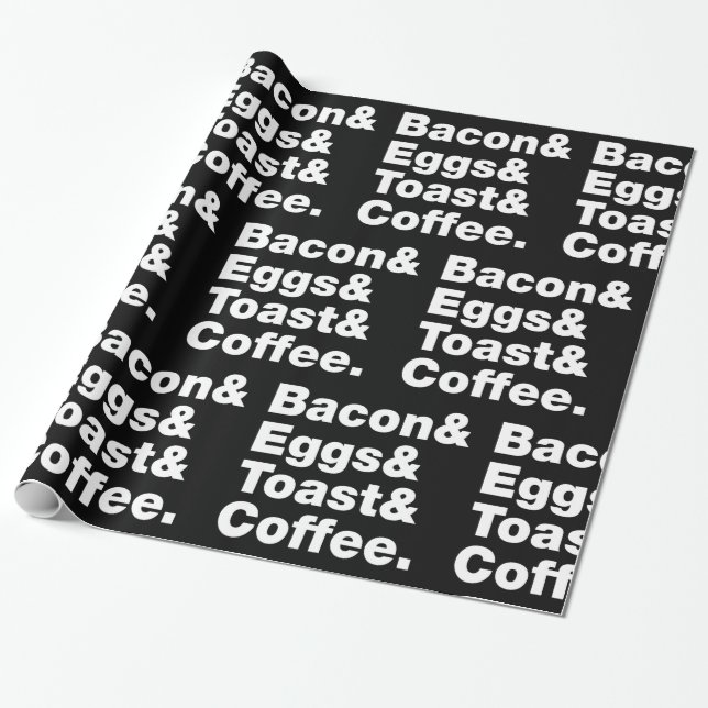 Papel De Regalo Desayuno (Bacon, Huevos, Tostadas y Café). Envoltu (Desenrollado)