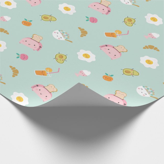 Papel De Regalo Desayuno lindo en la menta (Esquina)