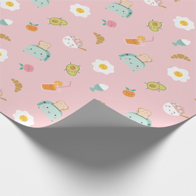 Papel De Regalo Desayuno suave en rosa (Esquina)