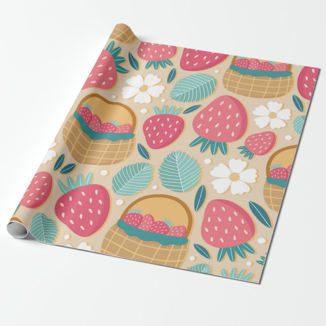 Papel De Regalo Descanso de la cesta de fresa (Desenrollado)