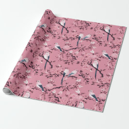 Papel De Regalo Descomposición floral de ave chinoyana rosada