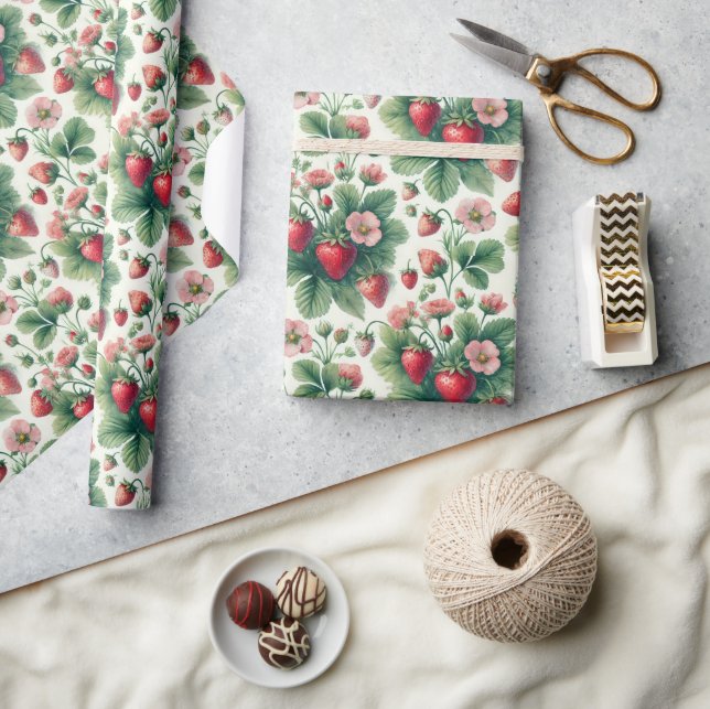 Papel De Regalo Desconexión de fresas de verano. (Artesanía)