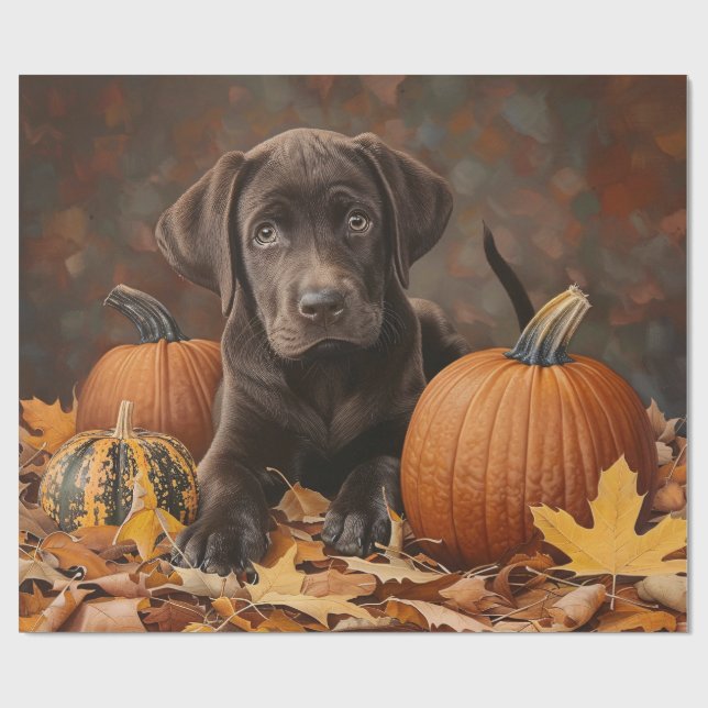 Papel De Regalo Desconexión de otoño de Chocolate Labrador (Superficie plana)