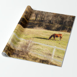 Papel De Regalo Desenlace del otoño rústico del país del caballo