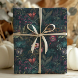 Papel De Regalo Desenlace floral rosa y esmeralda caprichoso