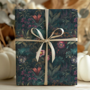 Papel De Regalo Desenlace floral rosa y esmeralda caprichoso