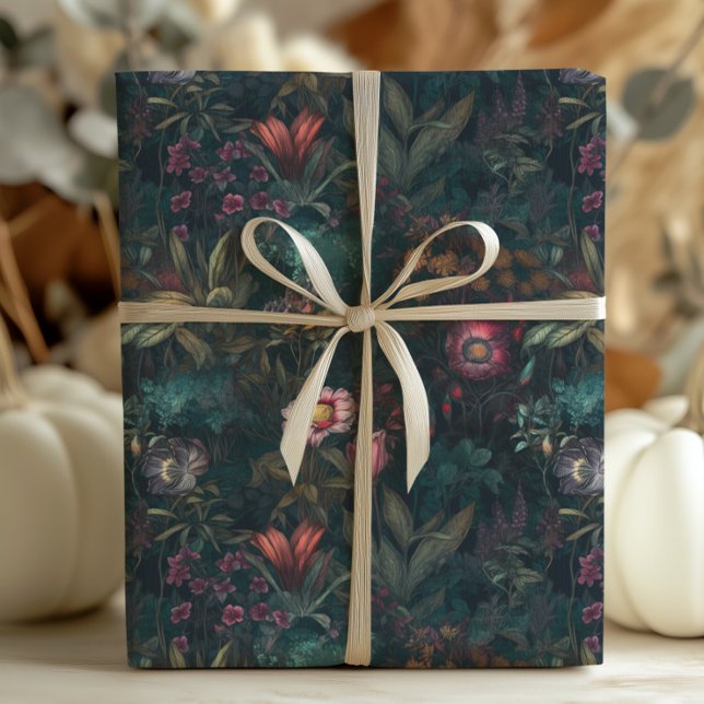Papel De Regalo Desenlace floral rosa y esmeralda caprichoso (Subido por el creador)