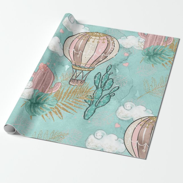 Papel De Regalo Desert Purpurina divertido Llama (Desenrollado)