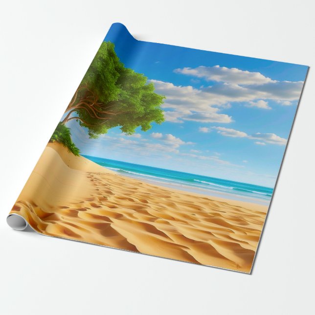 Papel De Regalo Deserted Tropical Island Sandy Beach  (Desenrollado)