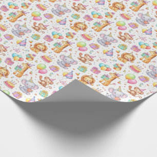 Papel De Regalo Desfile de Animales de Fiesta – Diseño de Cumpleañ