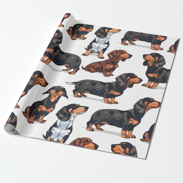 Papel de regalo Desfile de Dachshund (Desenrollado)