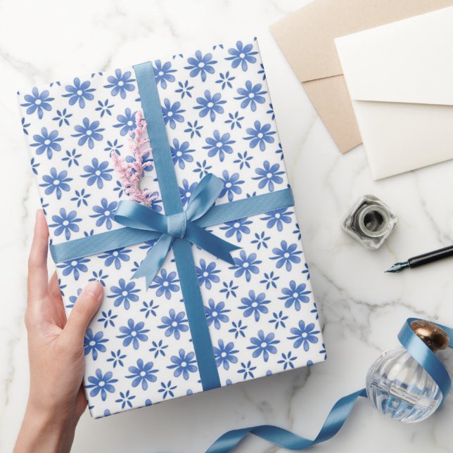 Papel De Regalo Desfile de Margaritas Azules (Regalar)