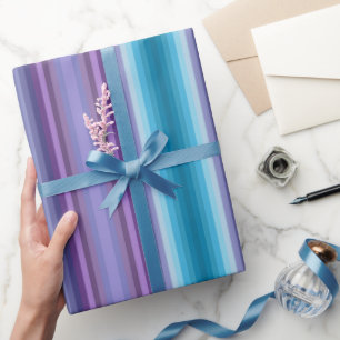 Papel De Regalo Desfile de moda inspirado en rayas azules y púrpur