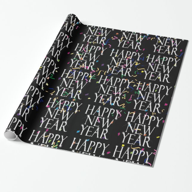 Papel De Regalo Desgarrando feliz Año Nuevo en Confetti (Desenrollado)
