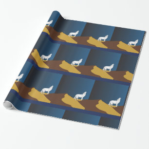 Papel De Regalo Desierto Coyote Howling Full Moon Thunder_Cove