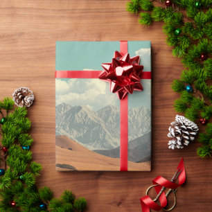 Papel De Regalo Desierto y lago surrealistas con peces dorados