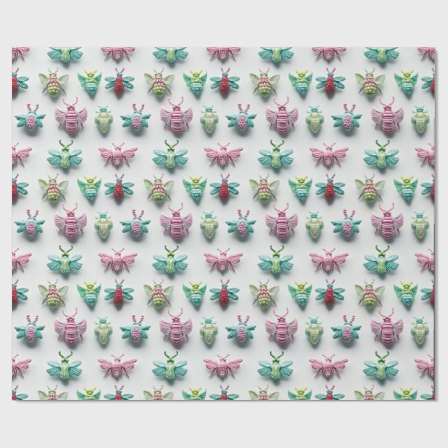 Papel De Regalo Design insectes bonbons pastel kawaii chic (Superficie plana)