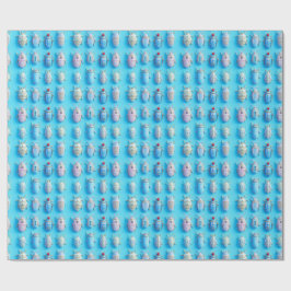 Papel De Regalo Design insectes bonbons pastel sur fond bleu vif