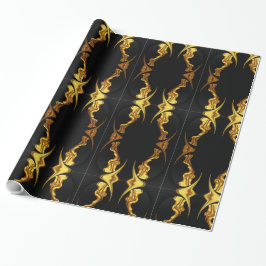 Papel De Regalo Designer Statement: Opulent Swirl Pattern Gold Foi