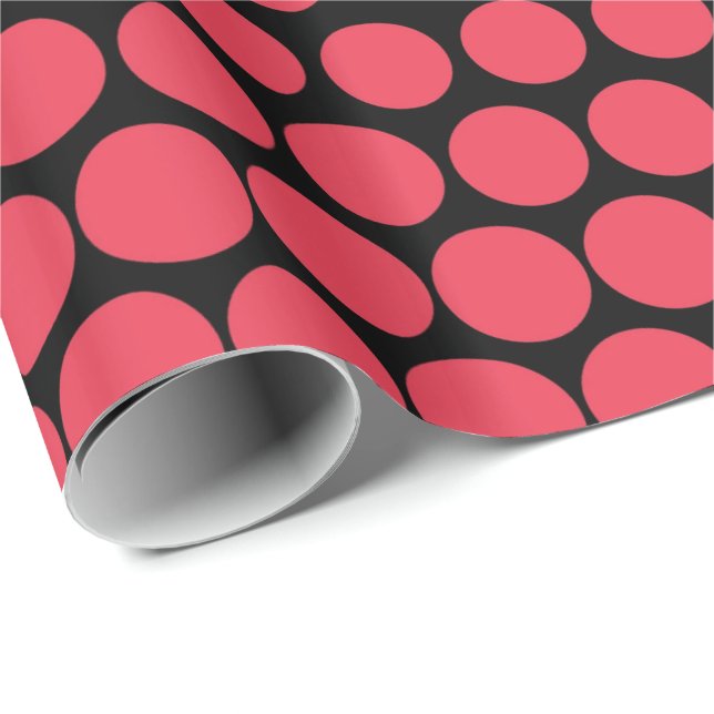 Papel De Regalo Desire Polka Dot Black moderno (Esquina del rollo)