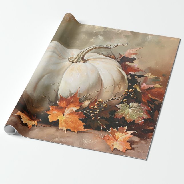 Papel De Regalo Desmaquillaje de pinturas rusticas de calabaza bla (Desenrollado)
