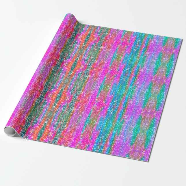 Papel De Regalo Desnudo de la Girona azul rosa morado Verde azulad (Desenrollado)