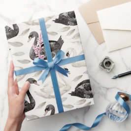 Papel De Regalo Despedida de soltera de cisnes blancos y negros