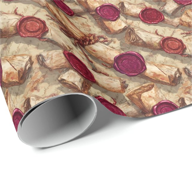 Papel De Regalo Desplazamientos antiguos con precintos de cera D&D (Esquina del rollo)