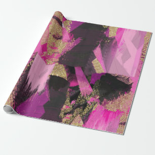 Papel de regalo destellante de oro negro rosa mode