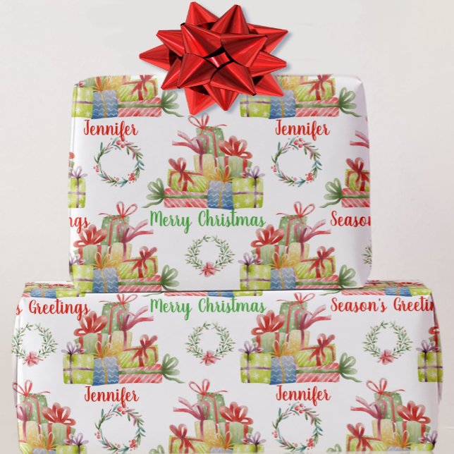 Papel De Regalo Destinatarios Nombre Navidades Acuarela de Regalos (Subido por el creador)