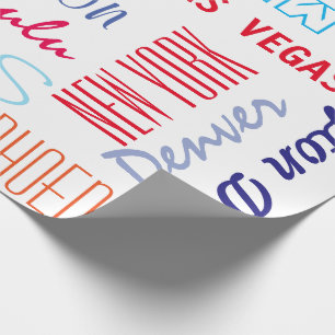 Papel De Regalo Destinos de viaje de hasta 16 palabras o nombres d