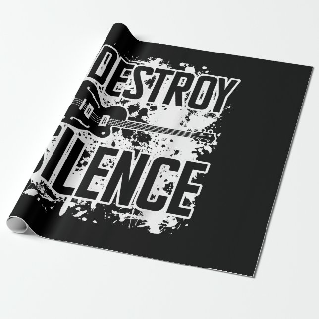 Papel De Regalo Destruyo Silence Bass Player Funny Guitar Music E (Desenrollado)