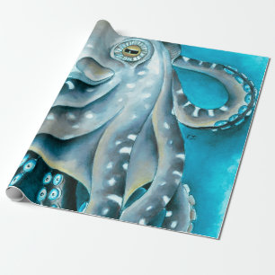 Papel De Regalo Detalle de color azul octopus