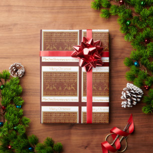 Papel De Regalo Detalle de jersey de Navidad con ciervos y árbol