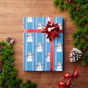 Papel De Regalo Detective de Snowman azul divertido y divertido
