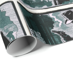 Papel De Regalo Detective Urbano Ciudad Bruta Estilo Vintage 1940