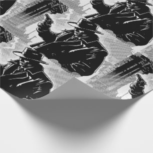 Papel De Regalo Detective urbano de estilo gráfico de cómic BW de