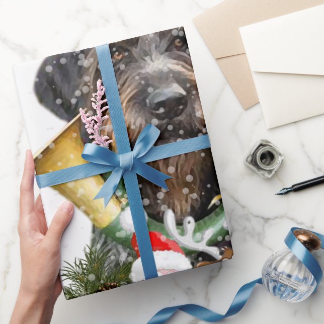 Papel De Regalo Deutsch Drahthaar, ¡Feliz Navidad! botón de imán (Regalar)