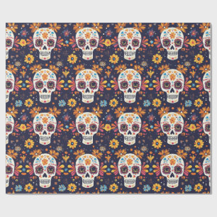 Papel De Regalo Día colorido del cráneo del azúcar muerto sin cost