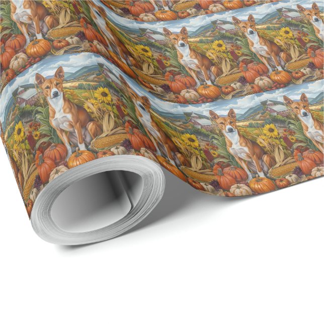 Papel De Regalo Día de Acción de Gracias de la cosecha de otoño en (Esquina del rollo)