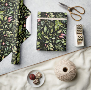 Papel De Regalo Día de fiesta botánico del verdor elegante de la