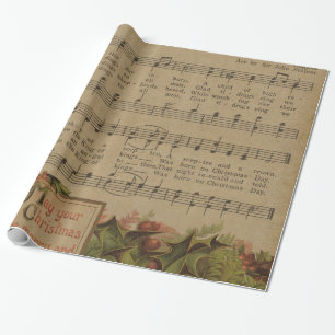 Papel De Regalo Día de fiesta de la hoja de música del navidad d