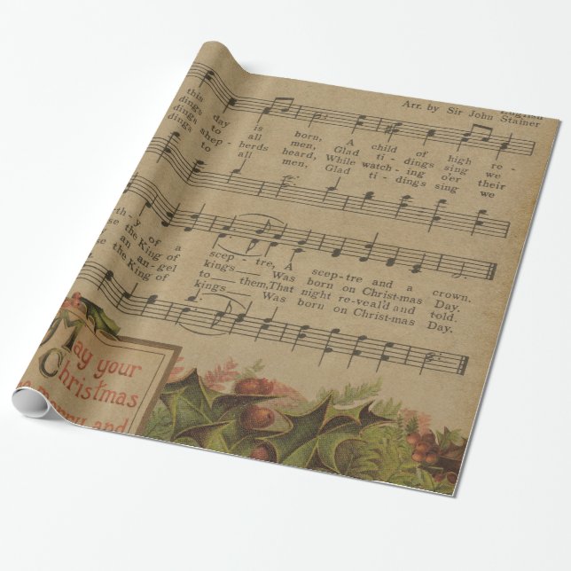 Papel De Regalo Día de fiesta de la hoja de música del navidad del (Desenrollado)